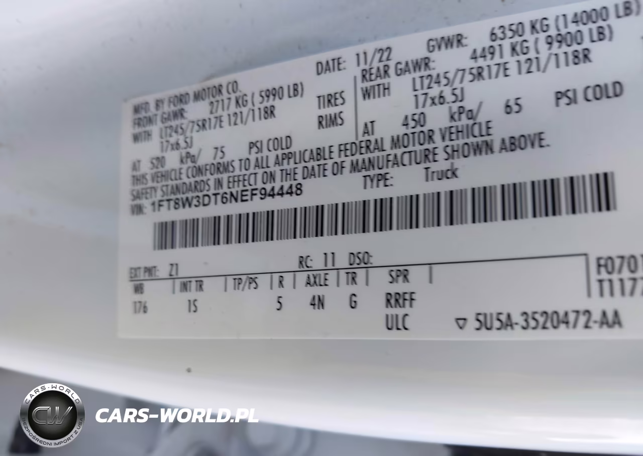 2022 Ford F-350 Xl VIN:1FT8W3DT6NEF94448 - 8