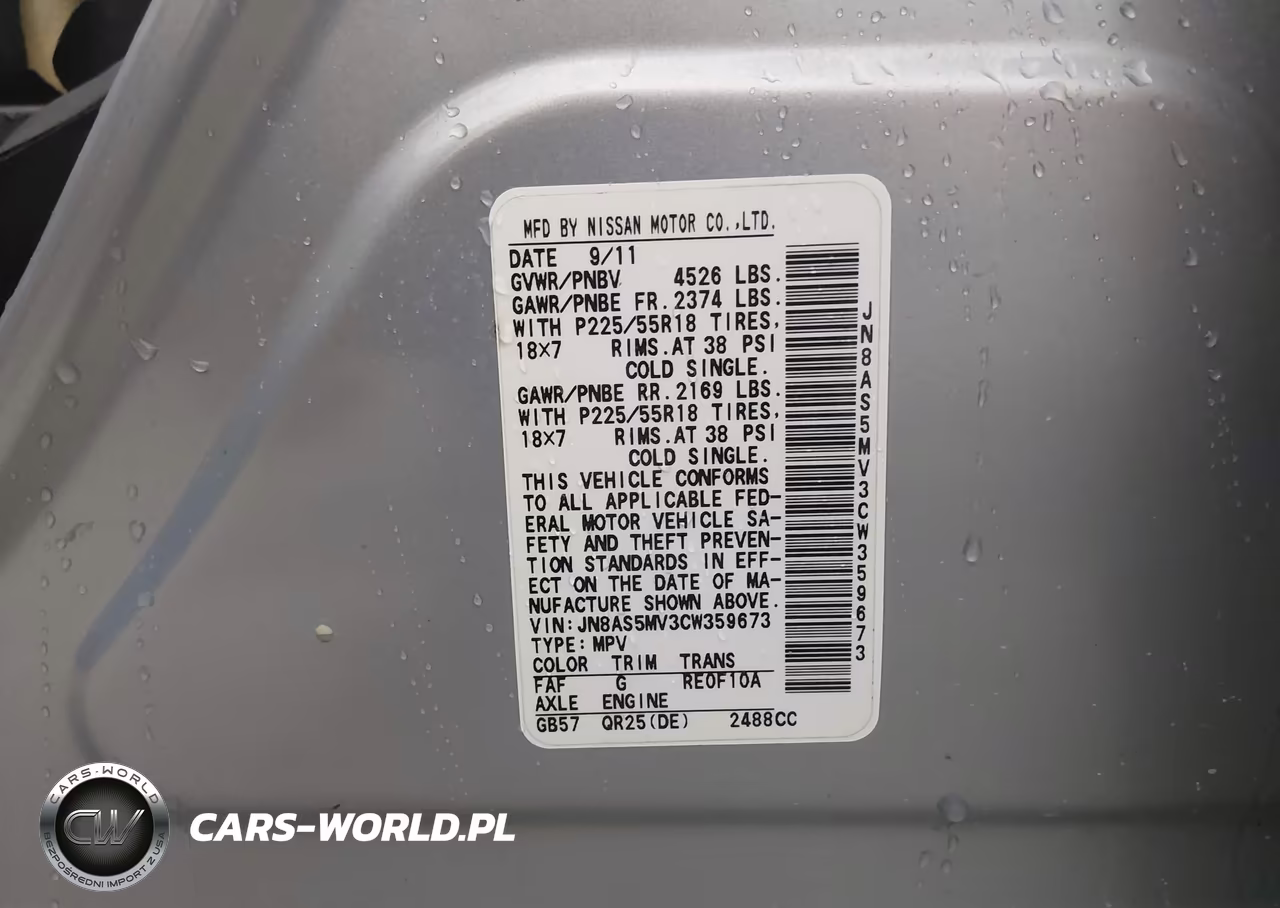2012 Nissan Rogue Sv W-Sl Pkg VIN:JN8AS5MV3CW359673 - 9