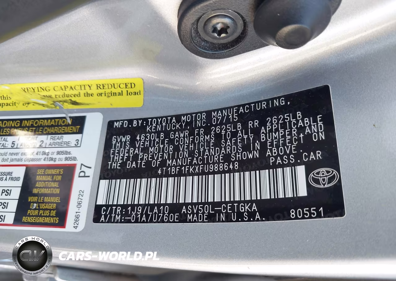 2015 Toyota Camry Xle VIN:4T1BF1FKXFU988648 - 9