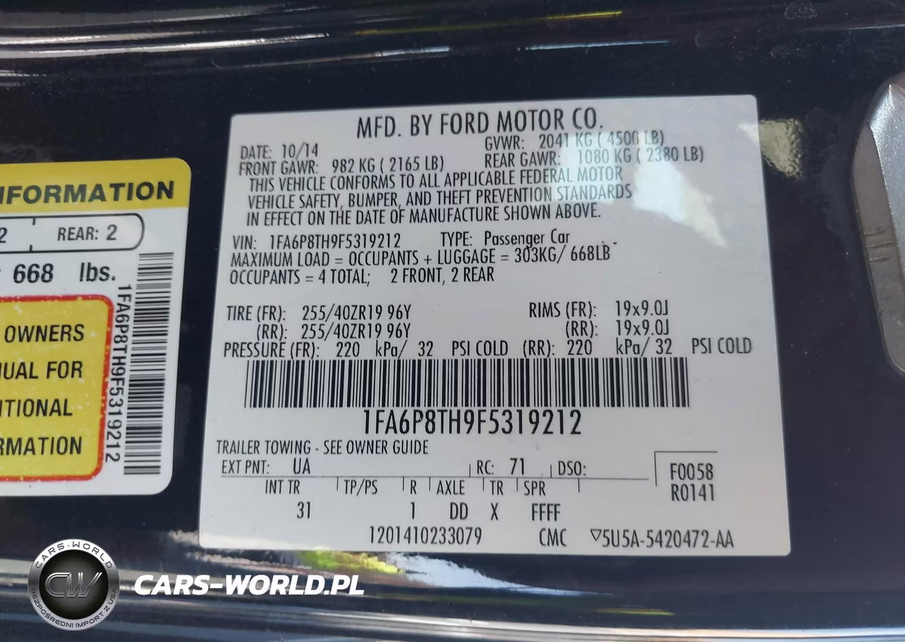 2015 Ford Mustang Ecoboost VIN:1FA6P8TH9F5319212 - 9