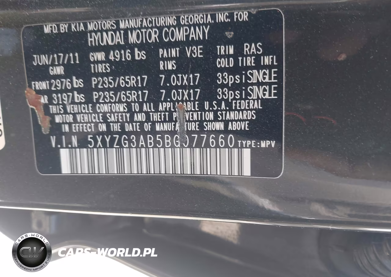 2011 Hyundai Santa Fe Gls VIN:5XYZG3AB5BG077660 - 9