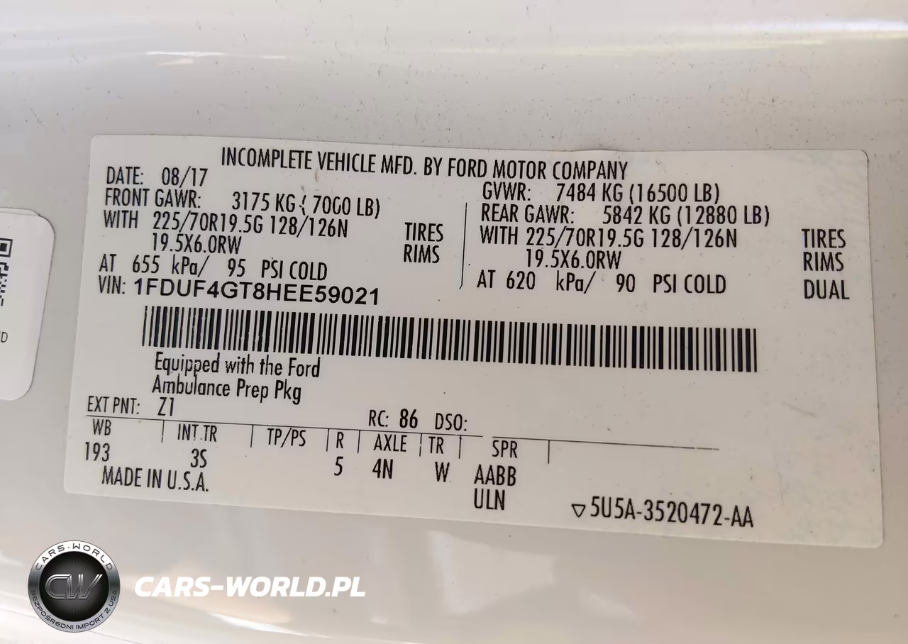 2017 Ford F-450 Chassis Xlt VIN:1FDUF4GT8HEE59021 - 5