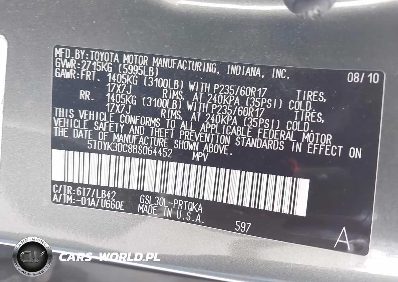 2011 Toyota Sienna Xle V6 VIN:5TDYK3DC8BS064452 - 9