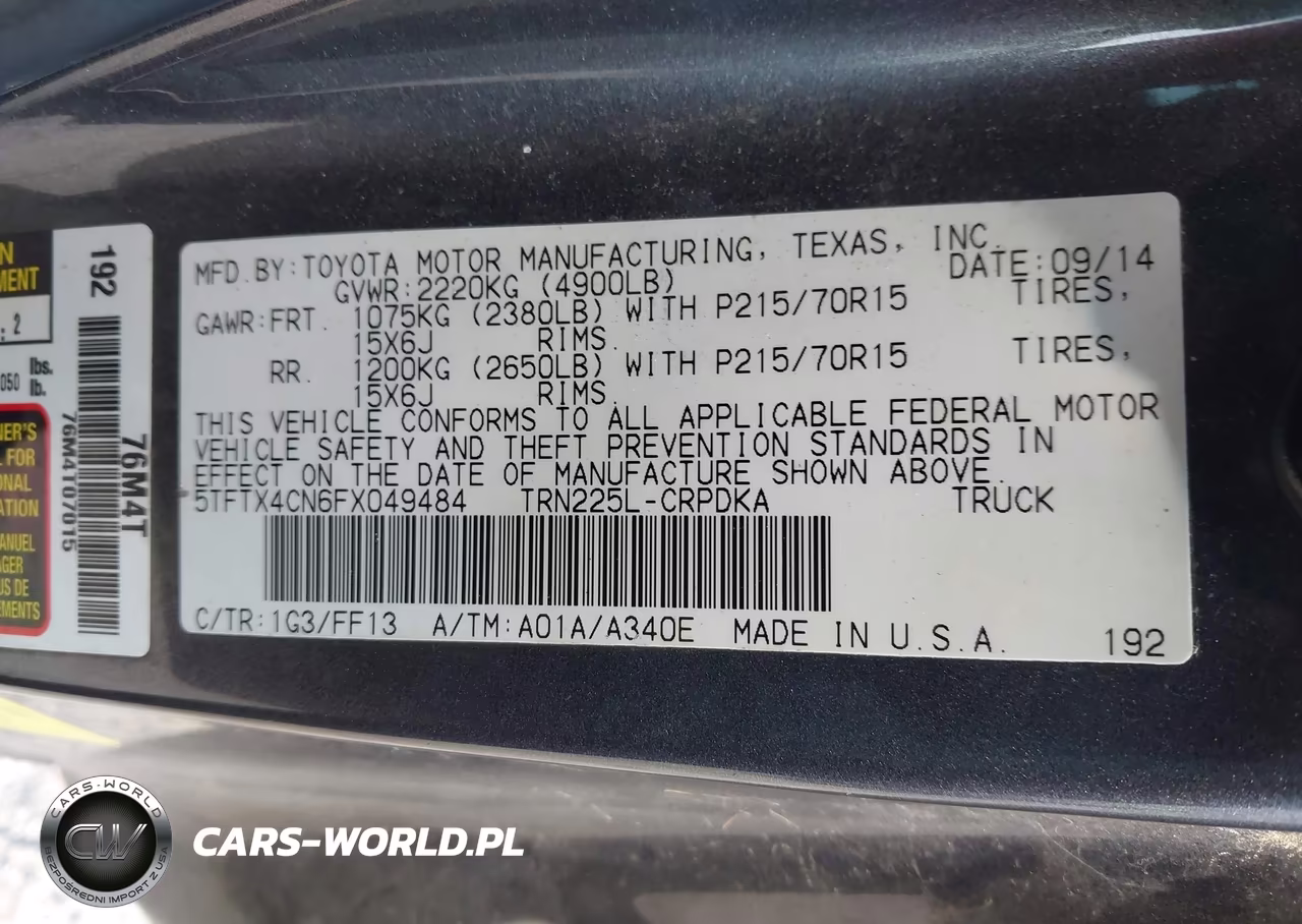 2015 Toyota Tacoma VIN:5TFTX4CN6FX049484 - 9
