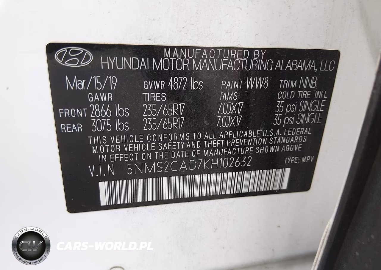 2019 Hyundai Santa Fe Se VIN:5NMS2CAD7KH102632 - 9