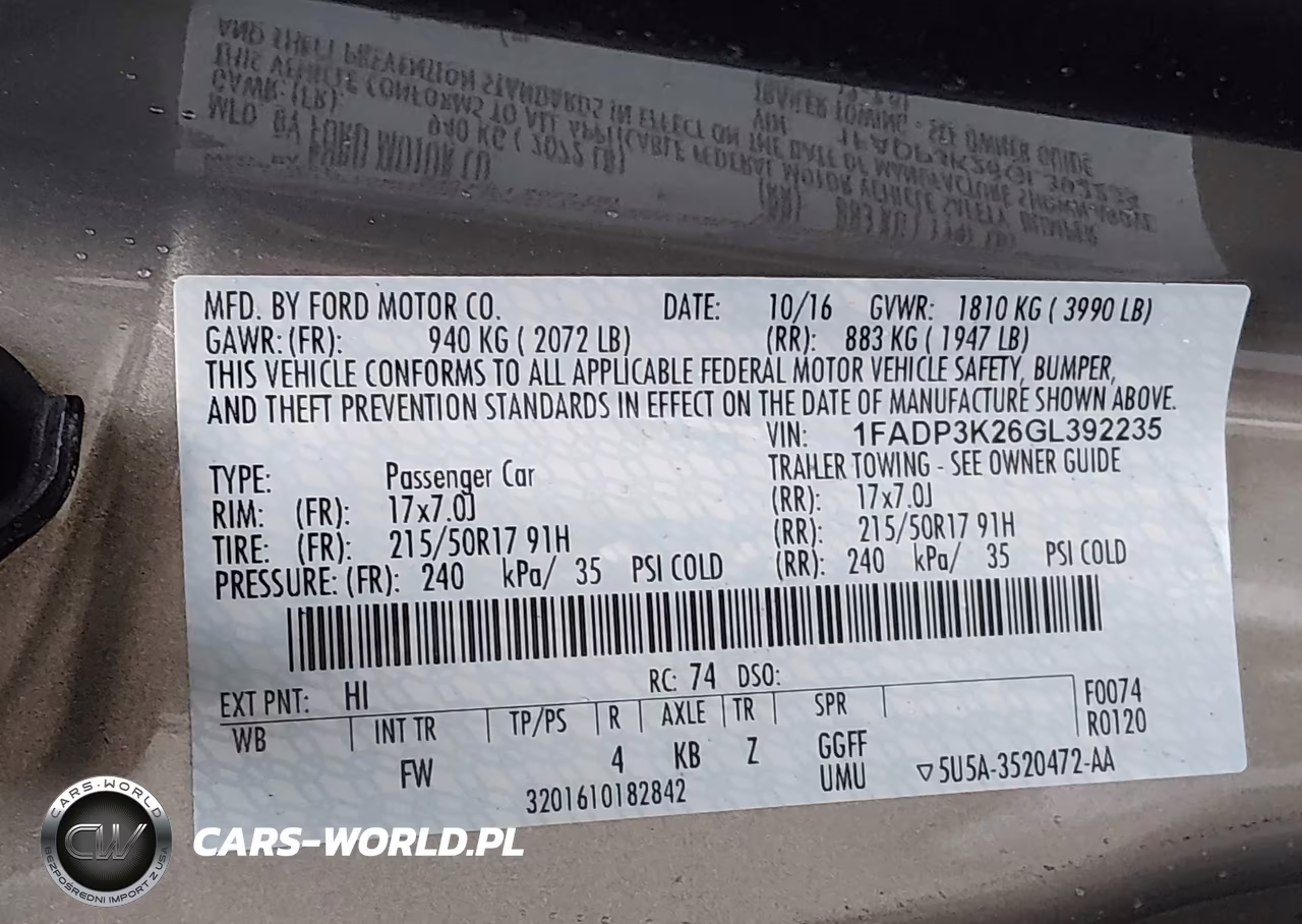 2016 Ford Focus Se VIN:1FADP3K26GL392235 - 9