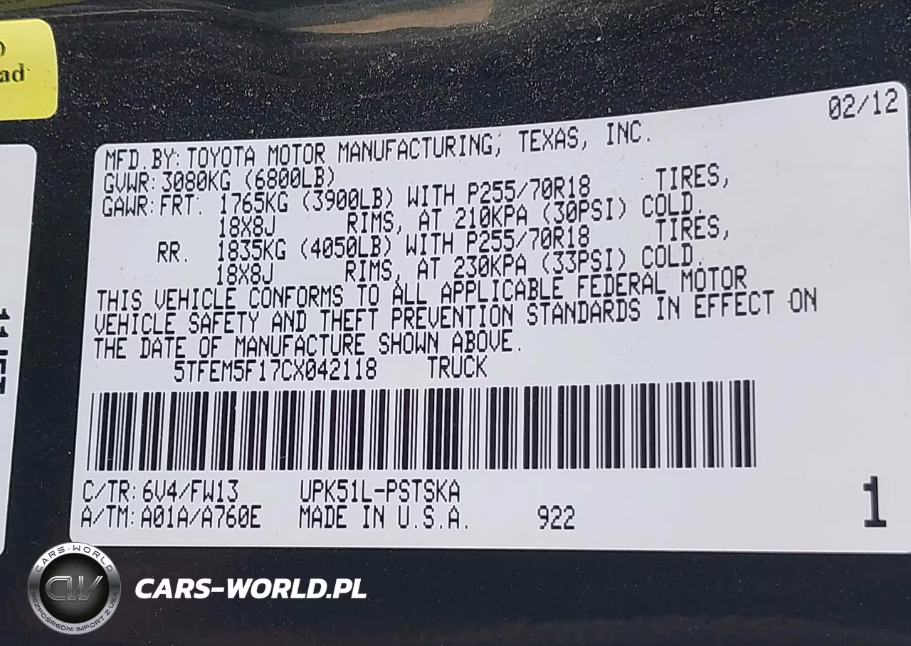 2012 Toyota Tundra Grade 4.6L V8 VIN:5TFEM5F17CX042118 - 9