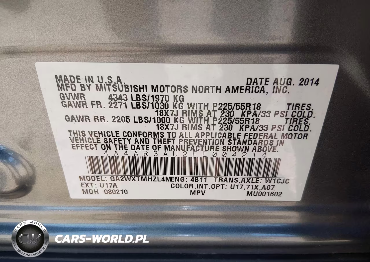 2015 Mitsubishi Outlander Sport Es VIN:4A4AR3AU2FE004214 - 9