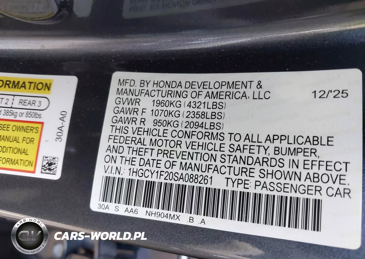 2025 Honda Accord Lx VIN:1HGCY1F20SA088261 - 9