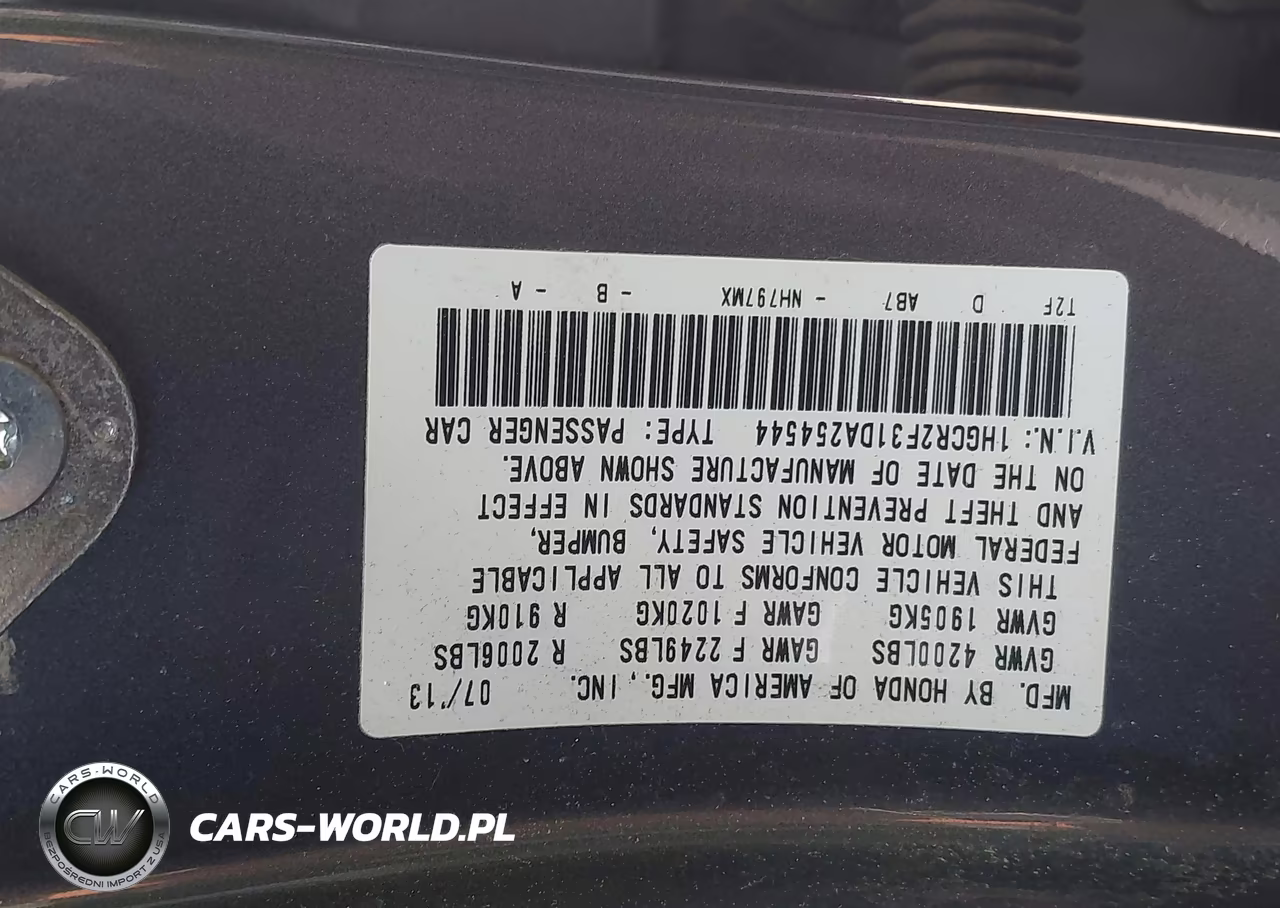 2013 Honda Accord Lx VIN:1HGCR2F31DA254544 - 9