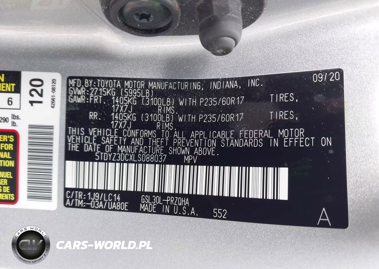 2020 Toyota Sienna Xle VIN:5TDYZ3DCXLS088037 - 9
