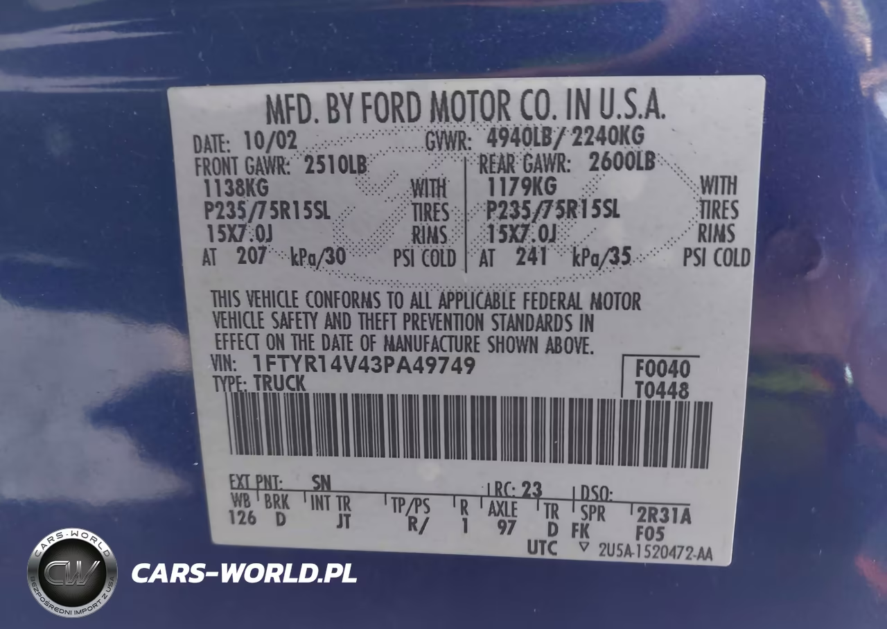 2003 Ford Ranger Edge-Tremor-Xl-Xlt VIN:1FTYR14V43PA49749 - 9