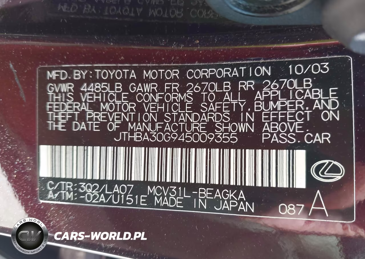2004 Lexus Es 330 VIN:JTHBA30G945009355 - 9