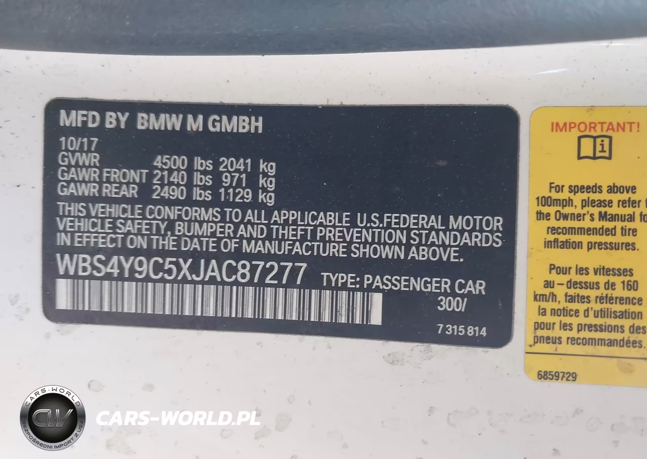 2018 BMW M4 VIN:WBS4Y9C5XJAC87277 - 9