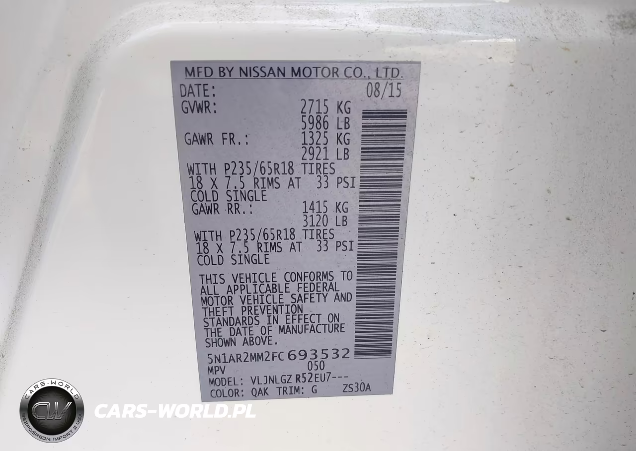 2015 Nissan Pathfinder Sl VIN:5N1AR2MM2FC693532 - 9