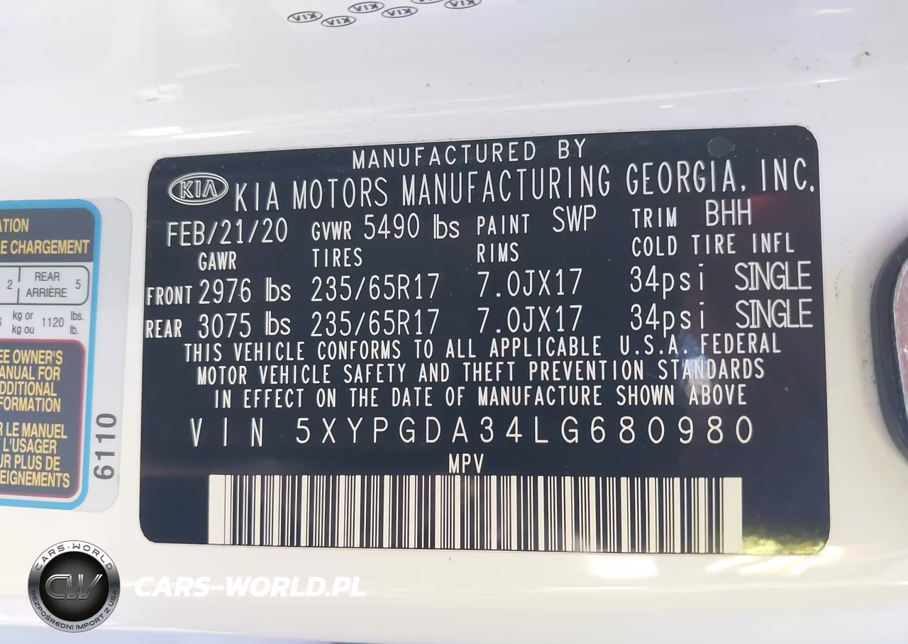 2020 Kia Sorento 2.4L Lx VIN:5XYPGDA34LG680980 - 9