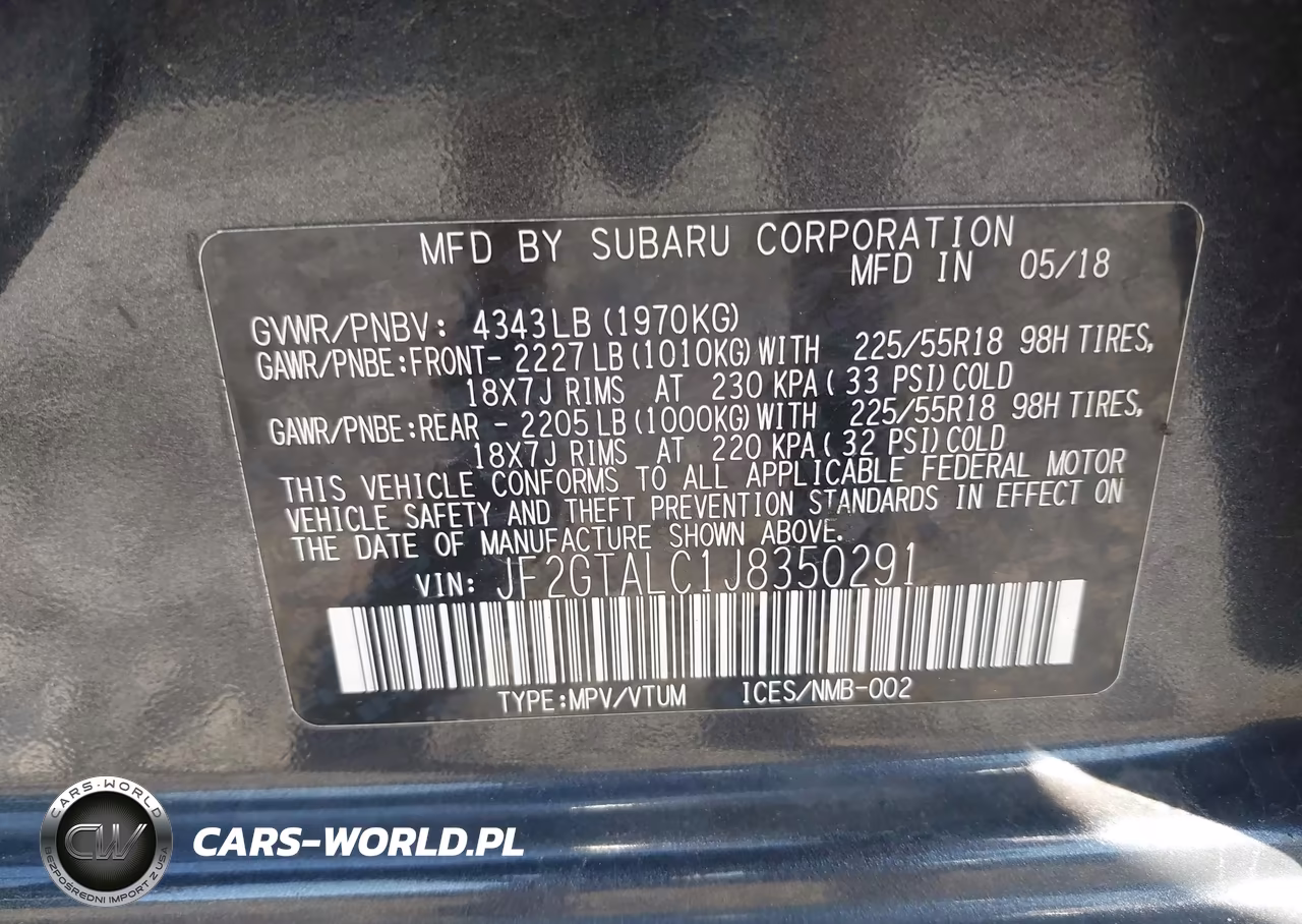 2018 Subaru Crosstrek 2.0I Limited VIN:JF2GTALC1J8350291 - 9