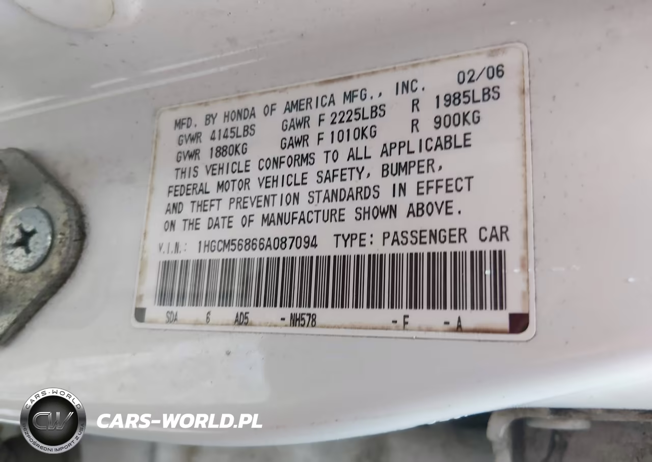 2006 Honda Accord 2.4 Ex VIN:1HGCM56866A087094 - 9