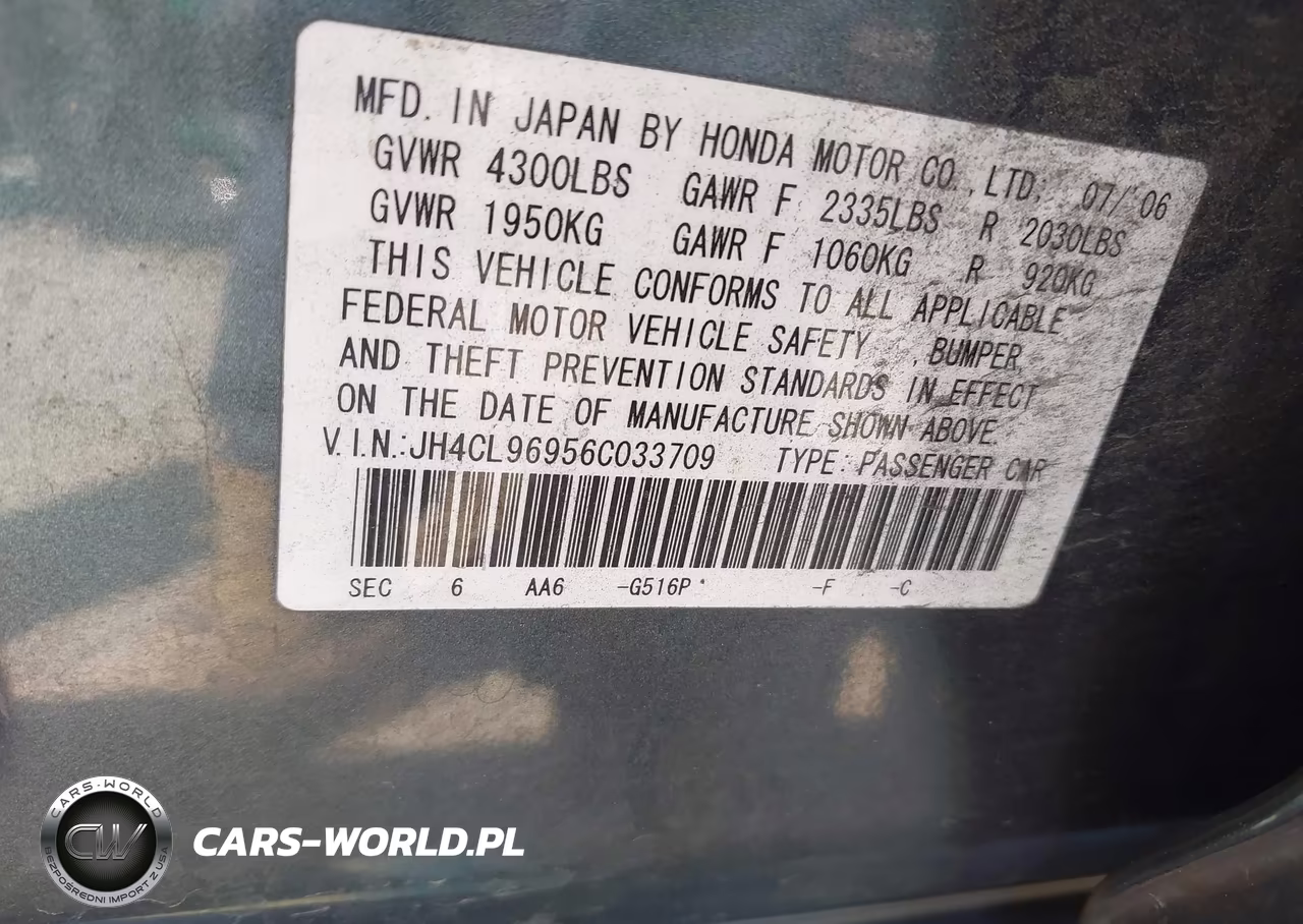 2006 Acura Tsx VIN:JH4CL96956C033709 - 9