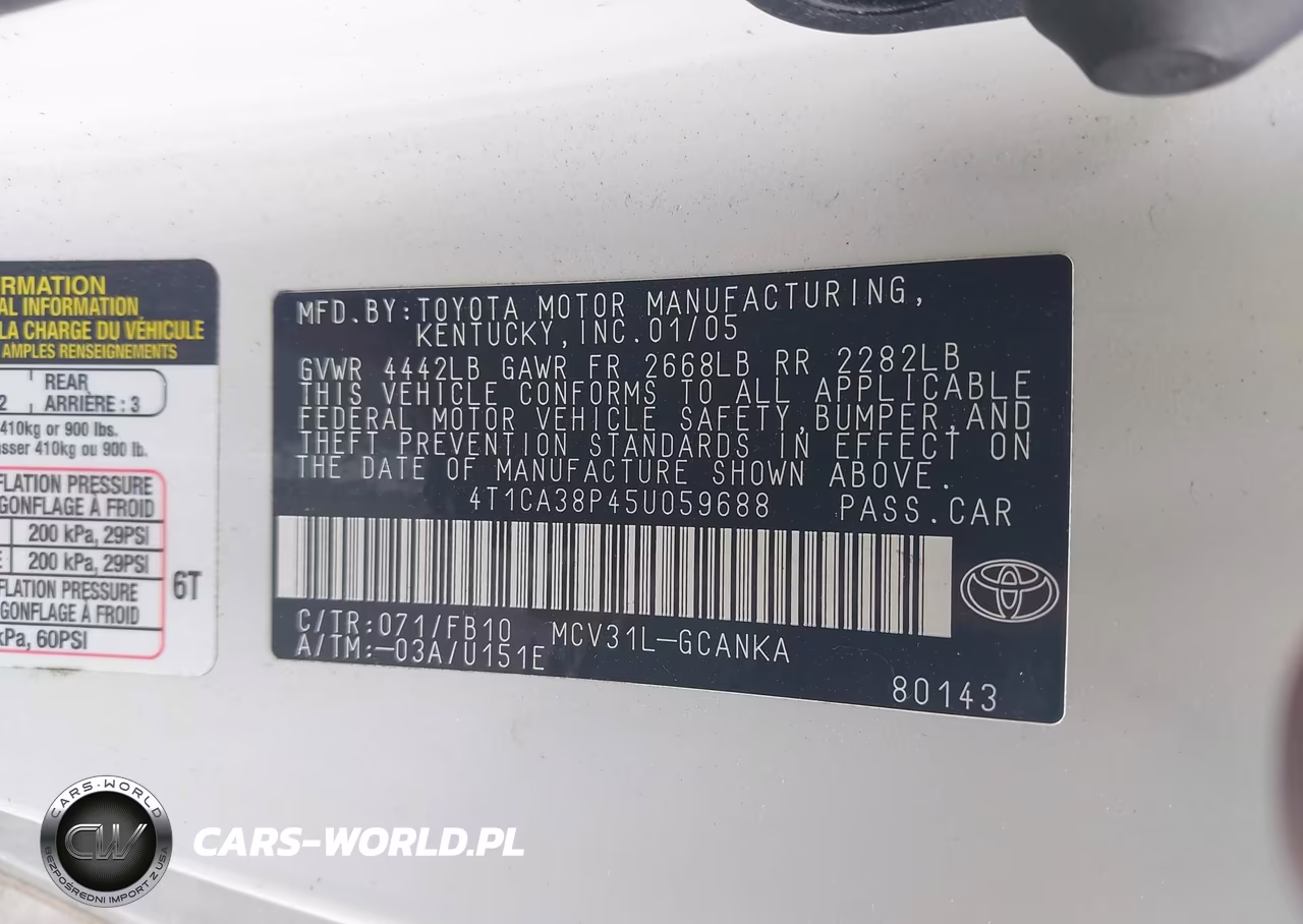 2005 Toyota Camry Solara Se V6 VIN:4T1CA38P45U059688 - 9