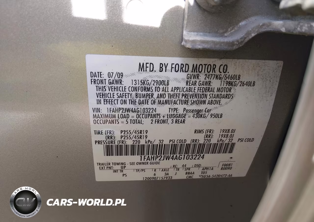 2010 Ford Taurus Limited VIN:1FAHP2JW4AG103224 - 9
