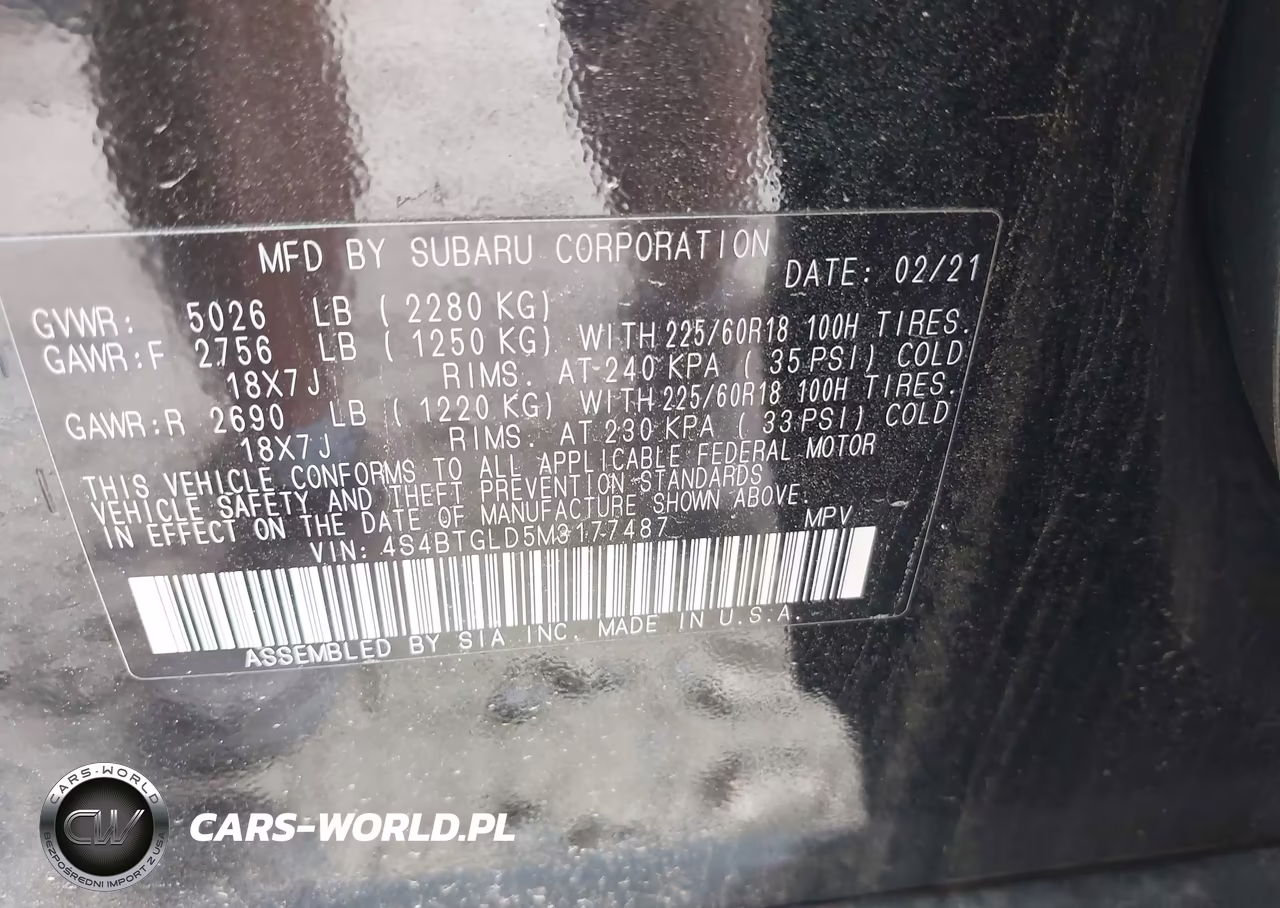2021 Subaru Outback Onyx Edition Xt VIN:4S4BTGLD5M3177487 - 9