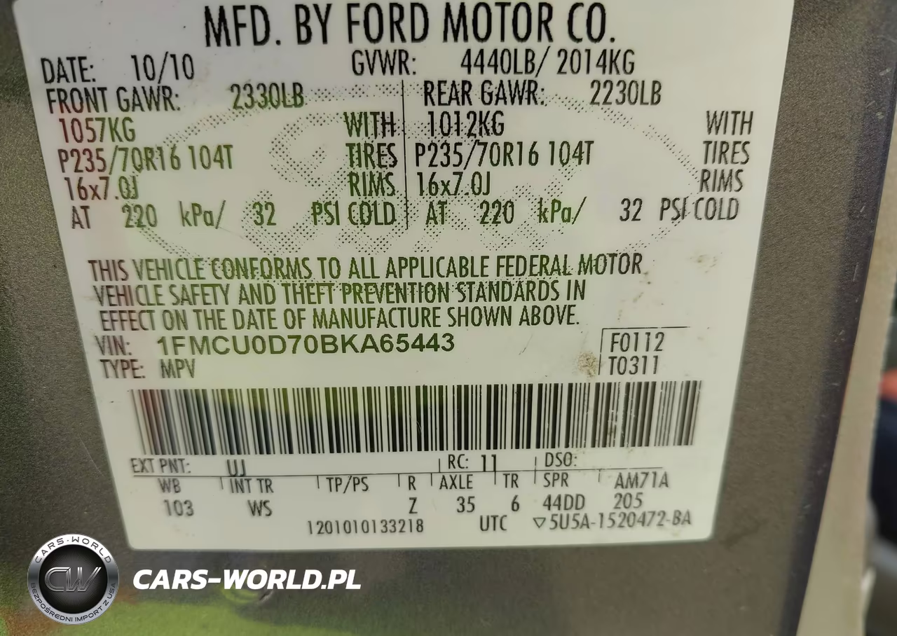 2011 Ford Escape Xlt VIN:1FMCU0D70BKA65443 - 9