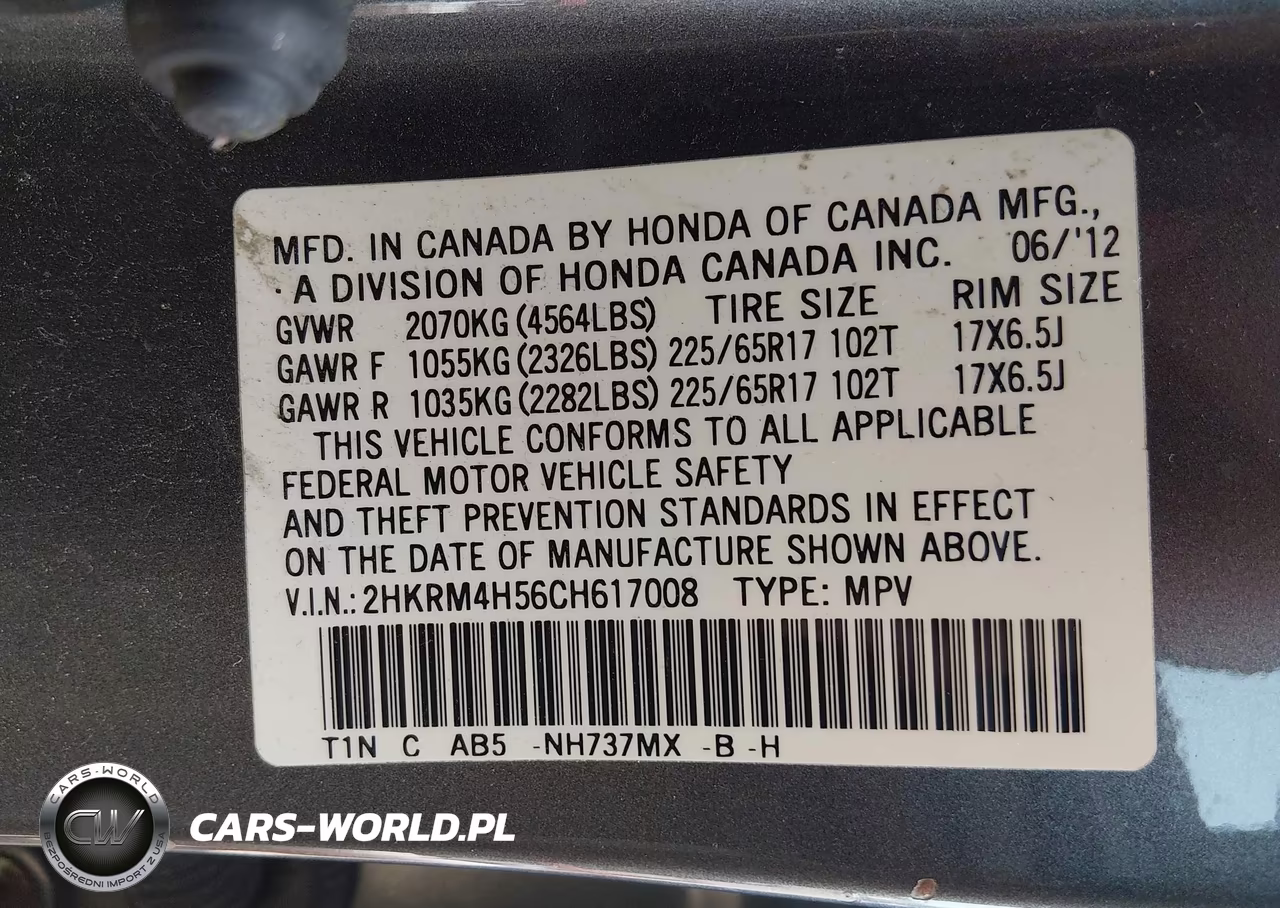 2012 Honda Cr-V Ex VIN:2HKRM4H56CH617008 - 9