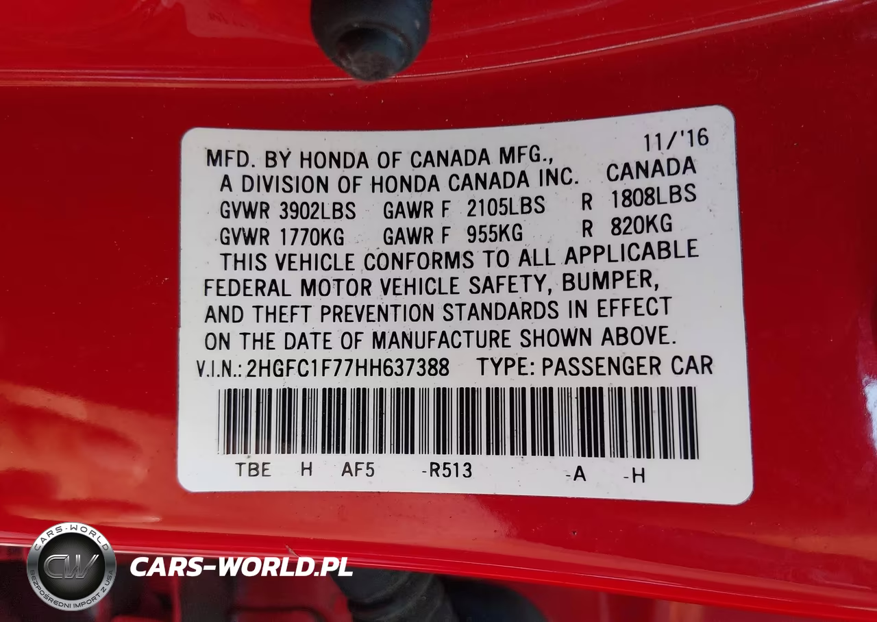 2017 Honda Civic Ex-L VIN:2HGFC1F77HH637388 - 9
