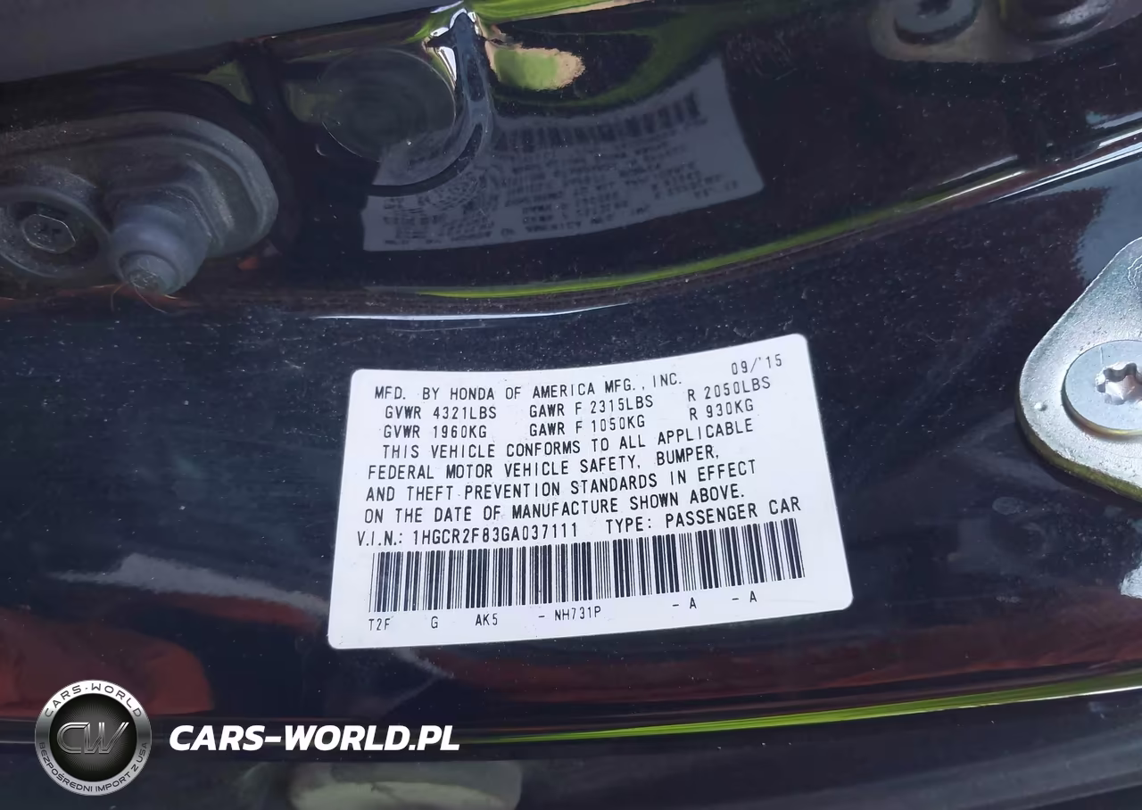 2016 Honda Accord Ex-L VIN:1HGCR2F83GA037111 - 9