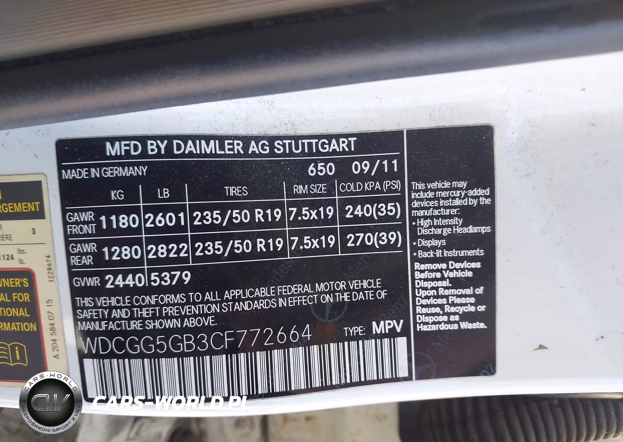 2012 Mercedes-Benz Glk 350 VIN:WDCGG5GB3CF772664 - 9