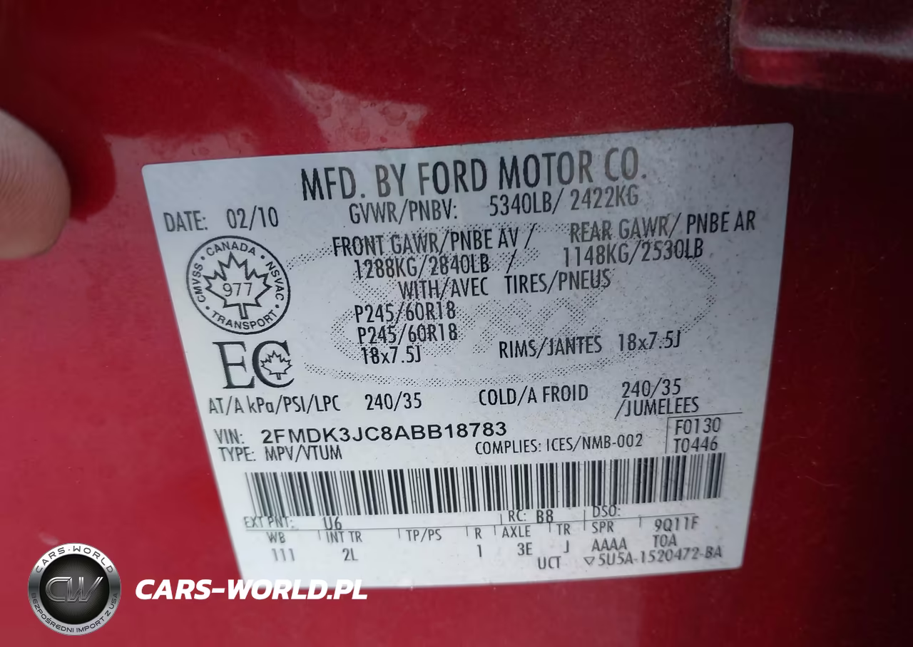 2010 Ford Edge Sel VIN:2FMDK3JC8ABB18783 - 9