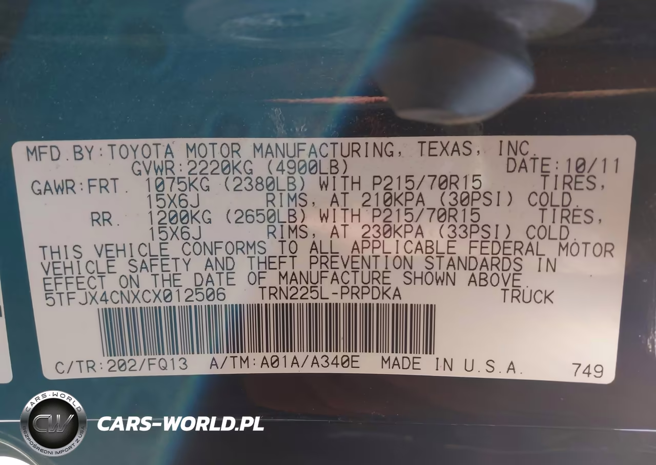 2012 Toyota Tacoma VIN:5TFJX4CNXCX012506 - 9