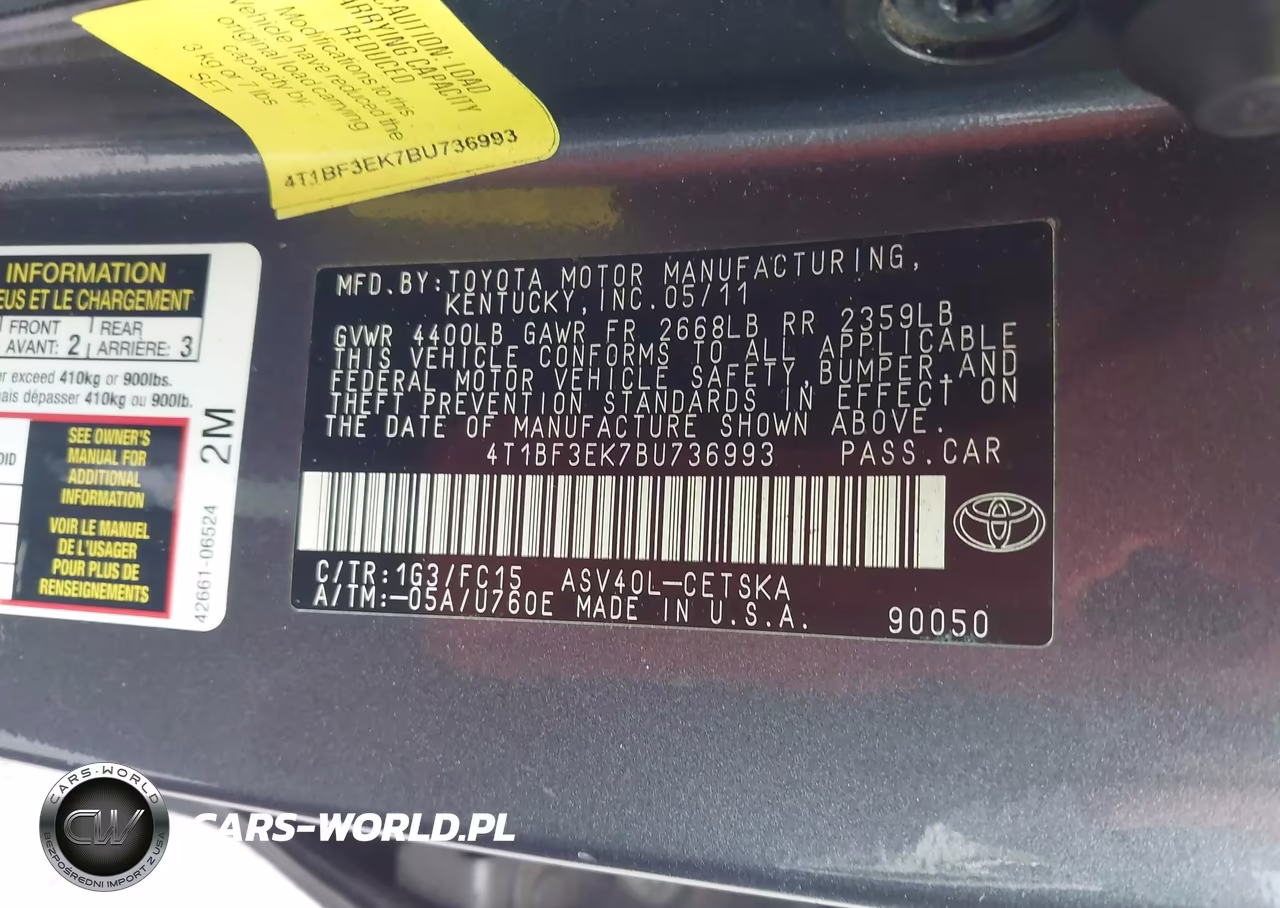 2011 Toyota Camry Se VIN:4T1BF3EK7BU736993 - 9