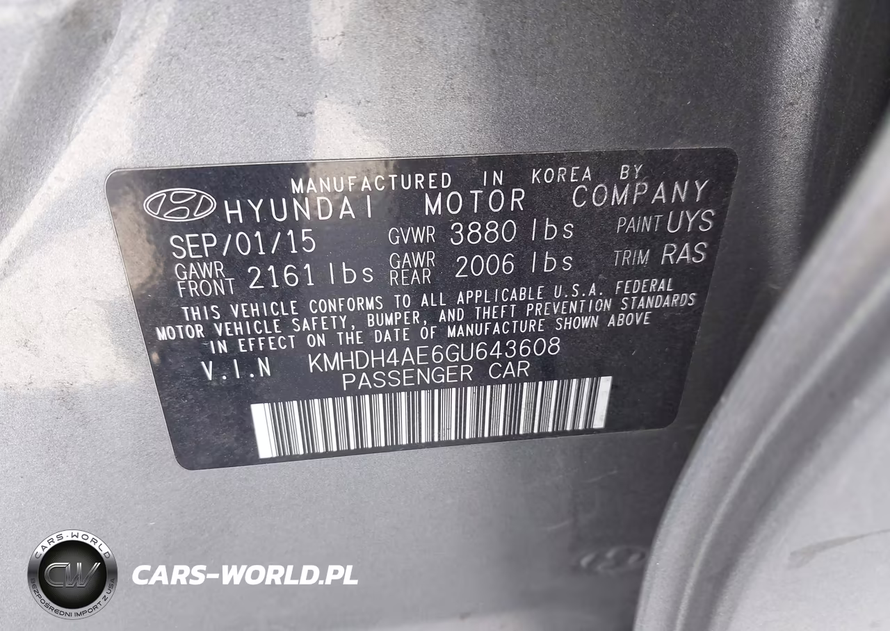 2016 Hyundai Elantra Se VIN:KMHDH4AE6GU643608 - 9