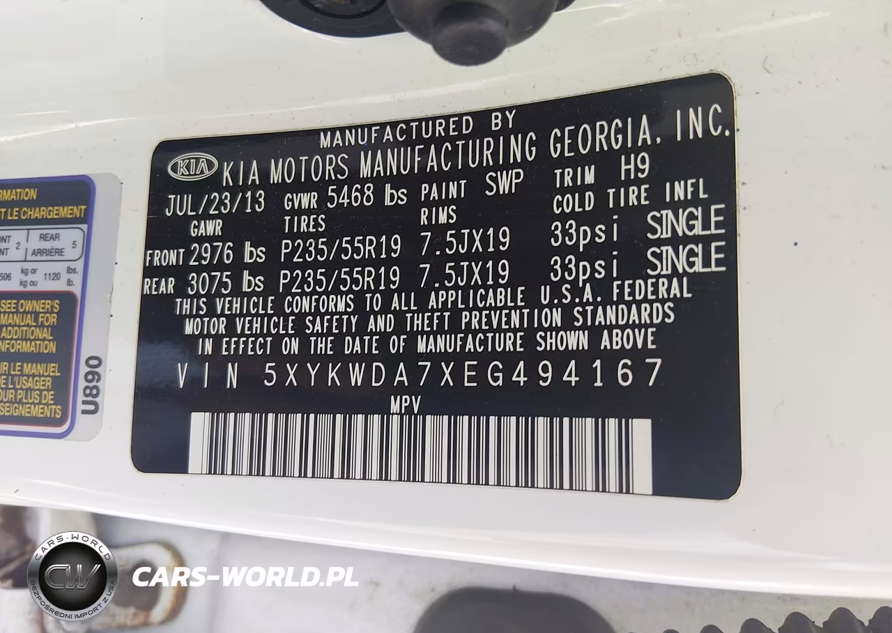 2014 Kia Sorento Sx V6 VIN:5XYKWDA7XEG494167 - 9