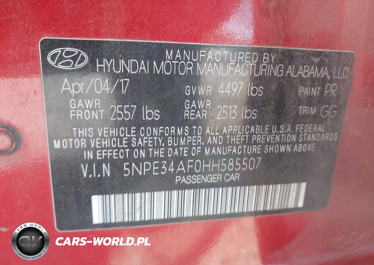 2017 Hyundai Sonata Sport VIN:5NPE34AF0HH585507 - 9