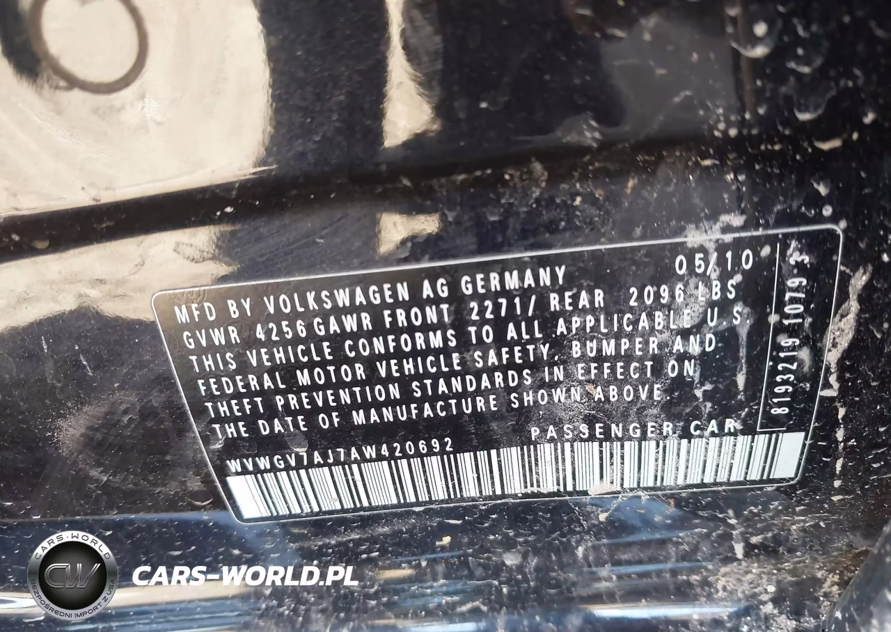 2010 Volkswagen Gti 4-Door VIN:WVWGV7AJ7AW420692 - 9