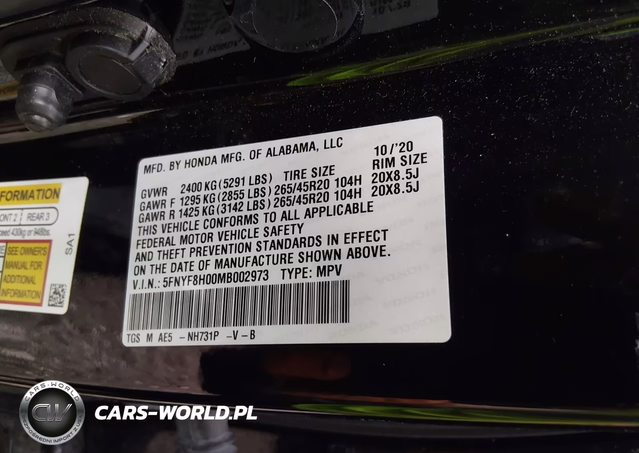2021 Honda Passport Awd Elite VIN:5FNYF8H00MB002973 - 9