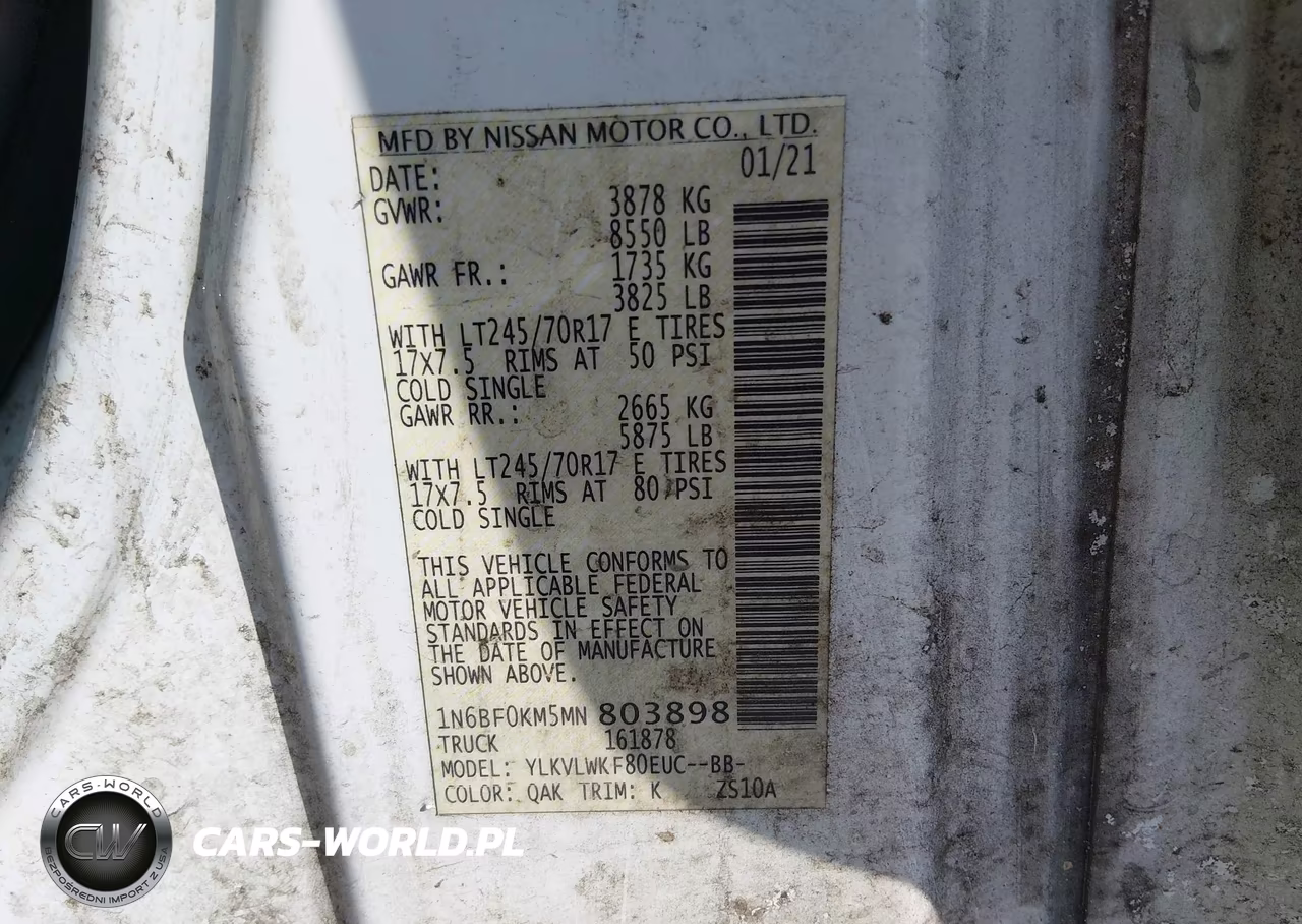 2021 Nissan Nv Cargo Nv1500 S Standard Roof V6 VIN:1N6BF0KM5MN803898 - 9