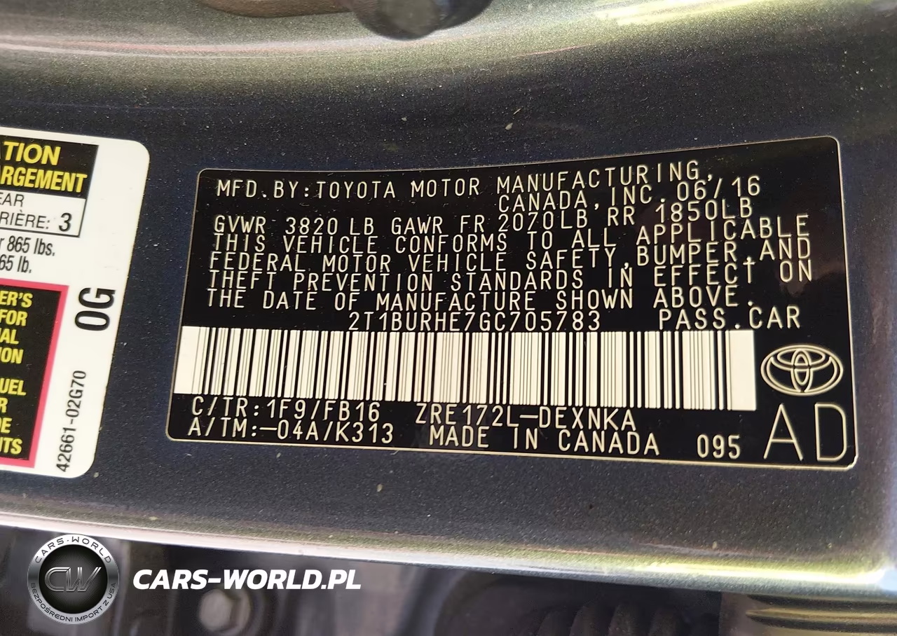 2016 Toyota Corolla Le VIN:2T1BURHE7GC705783 - 9