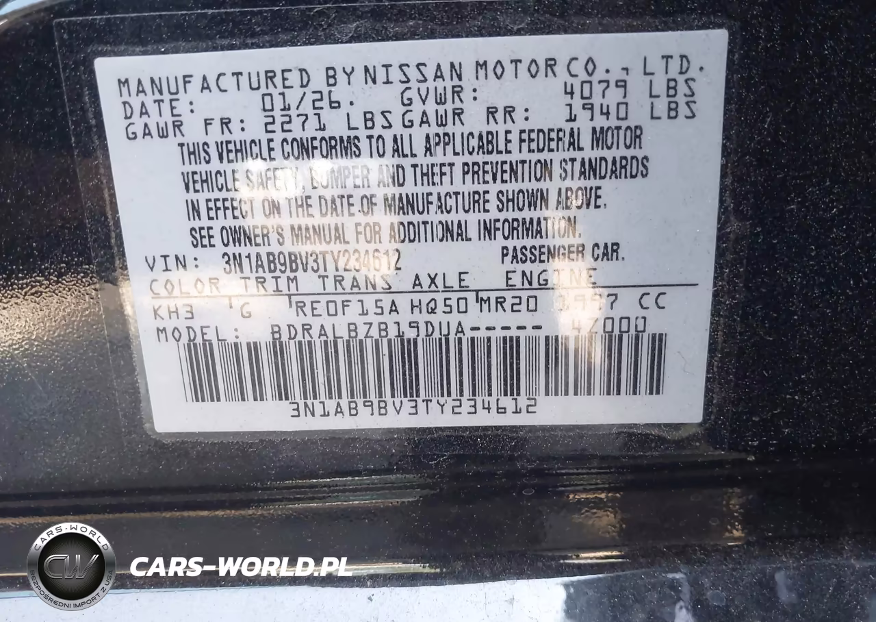 2026 Nissan Sentra S VIN:3N1AB9BV3TY234612 - 9