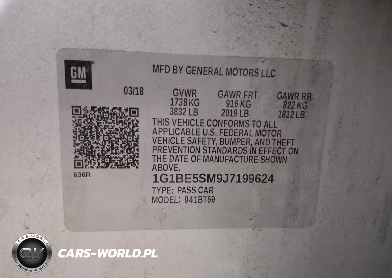 2018 Chevrolet Cruze Lt Auto VIN:1G1BE5SM9J7199624 - 9