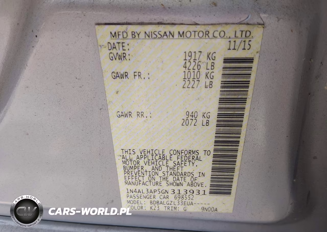 2016 Nissan Altima VIN:1N4AL3AP5GN313931 - 9