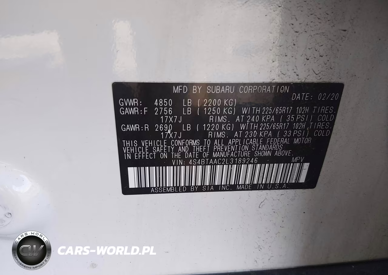 2020 Subaru Outback VIN:4S4BTAAC2L3189246 - 9