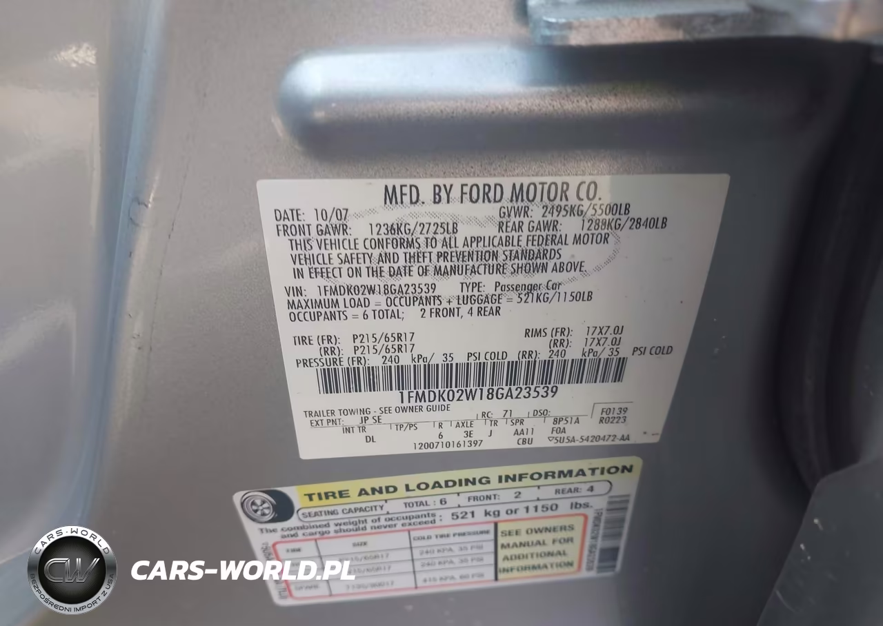 2008 Ford Taurus X Sel VIN:1FMDK02W18GA23539 - 9