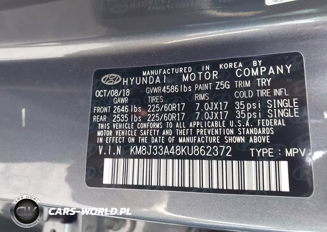 2019 Hyundai Tucson Value VIN:KM8J33A48KU862372 - 9