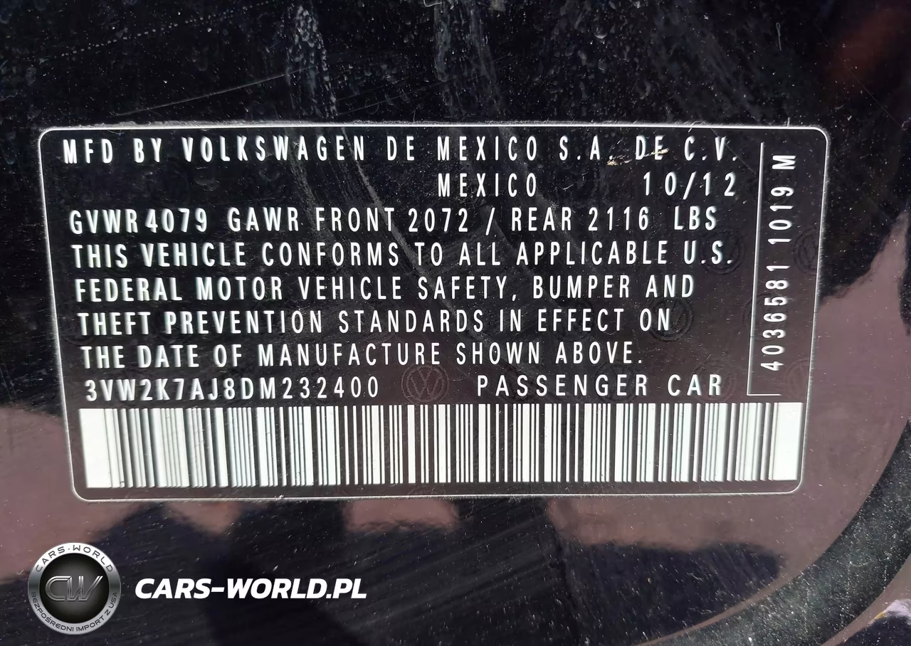2013 Volkswagen Jetta 2.0L S VIN:3VW2K7AJ8DM232400 - 9