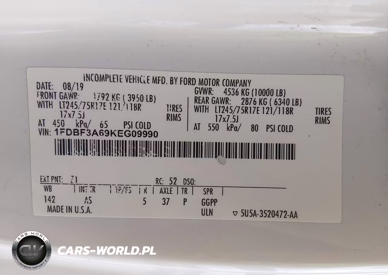 2019 Ford F-350 Xl VIN:1FDBF3A69KEG09990 - 9