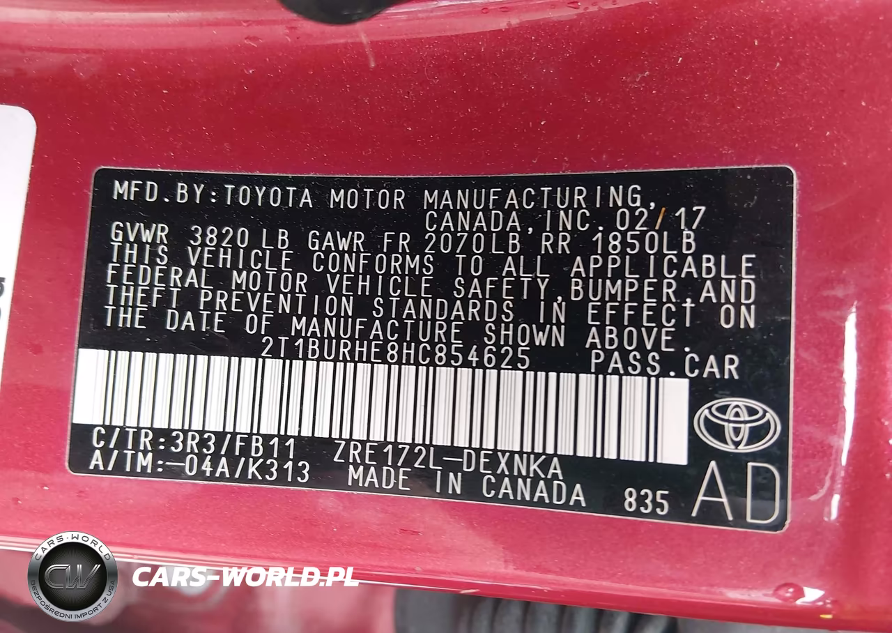2017 Toyota Corolla Le VIN:2T1BURHE8HC854625 - 9